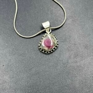 Sterling Silver 925 Watermelon
Tourmaline Pendant Necklace
16" Chain Bezel
